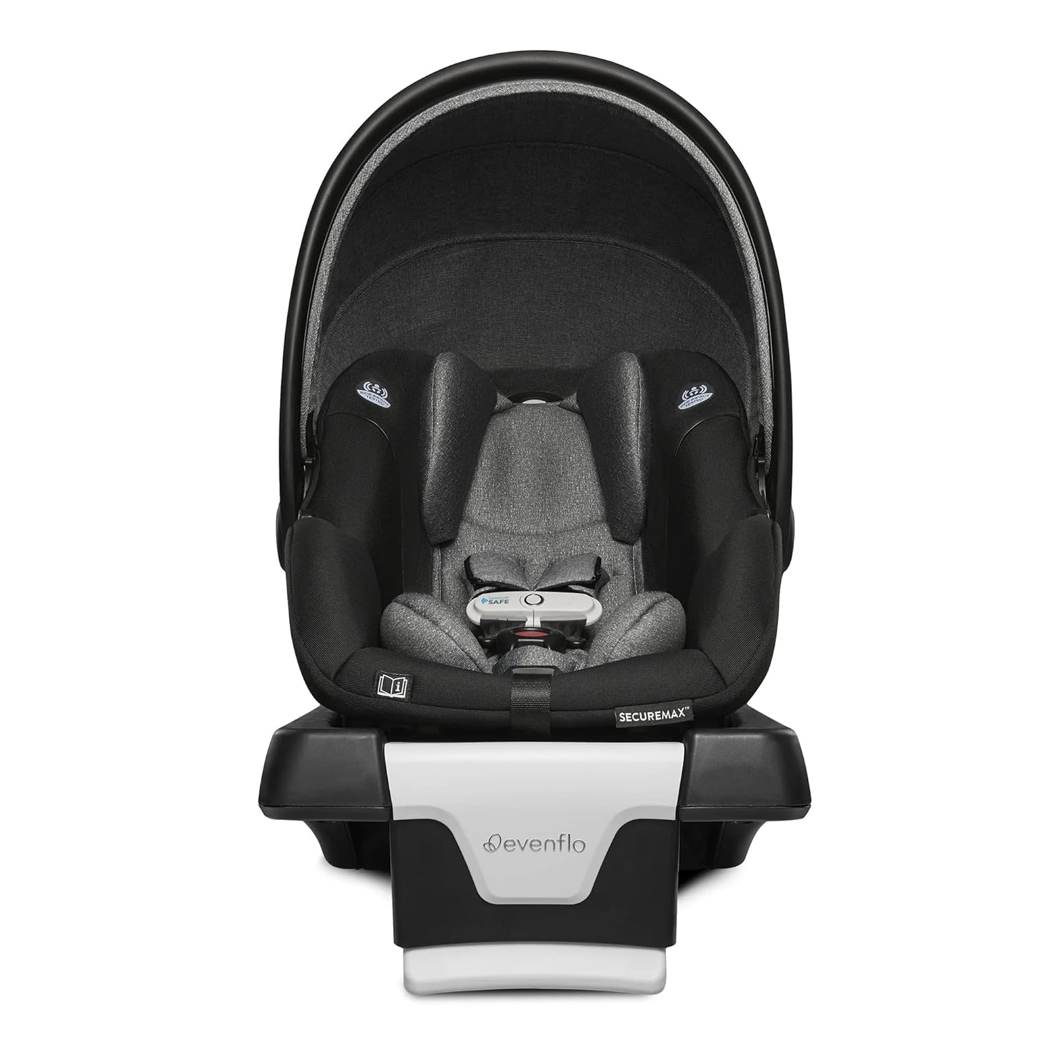 Evenflo Gold Shyft Travel Smart – Cochecito infantil con asiento de automóvil SecureMax con cesta de almacenamiento profunda y sensor seguro, gris