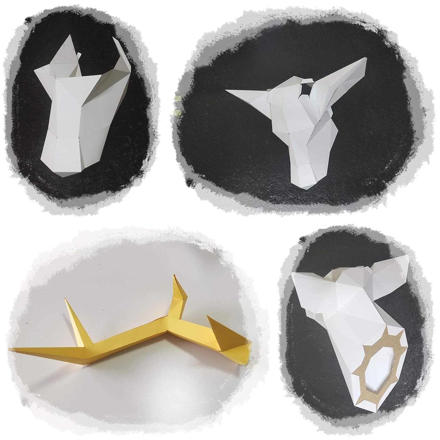Deer Head Paper Sculpture,Pre-cut DIY Papercraft Kit,Handmade Wide Animal Figurine,Multi Color,Low Poly Wall Decor,All Accessories Included