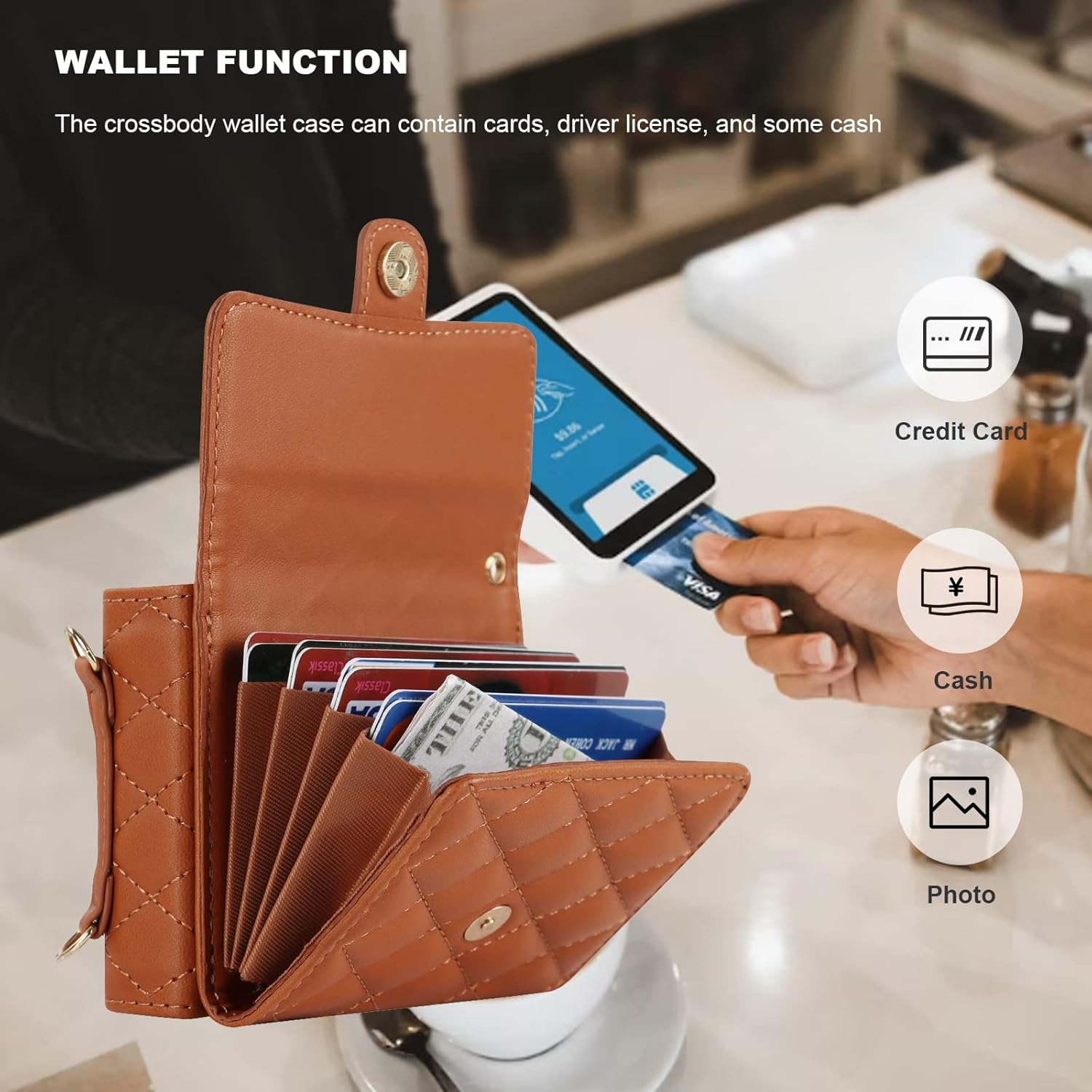 KIHUWEY Funda tipo cartera para Samsung Galaxy Z Flip 5, bolso cruzado con ranura para tarjeta de crédito, bloqueo RFID, correa ajustable de piel