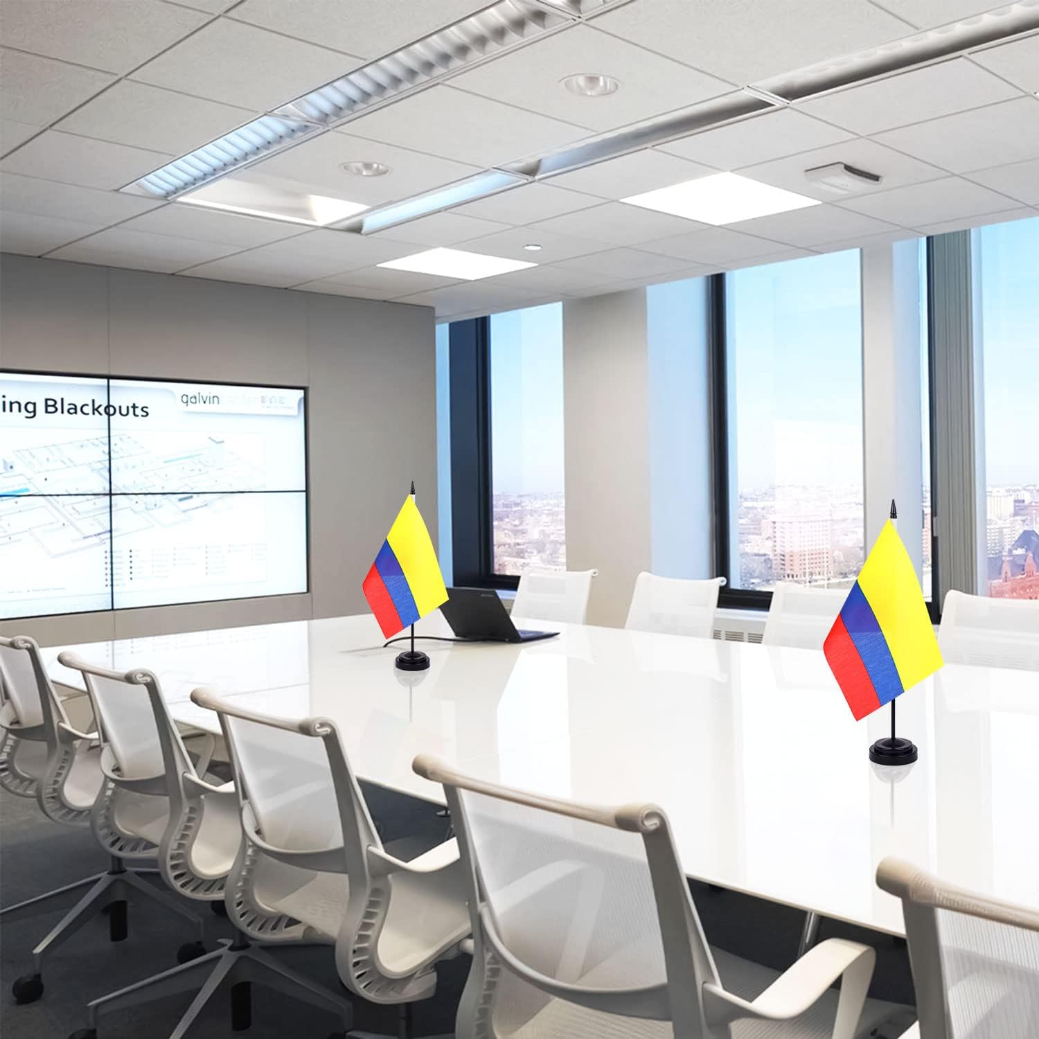 Columbia – Bandera colombiana de Columbia, bandera de mesa pequeña de Columbia para oficina, con base de soporte, decoración de festivales