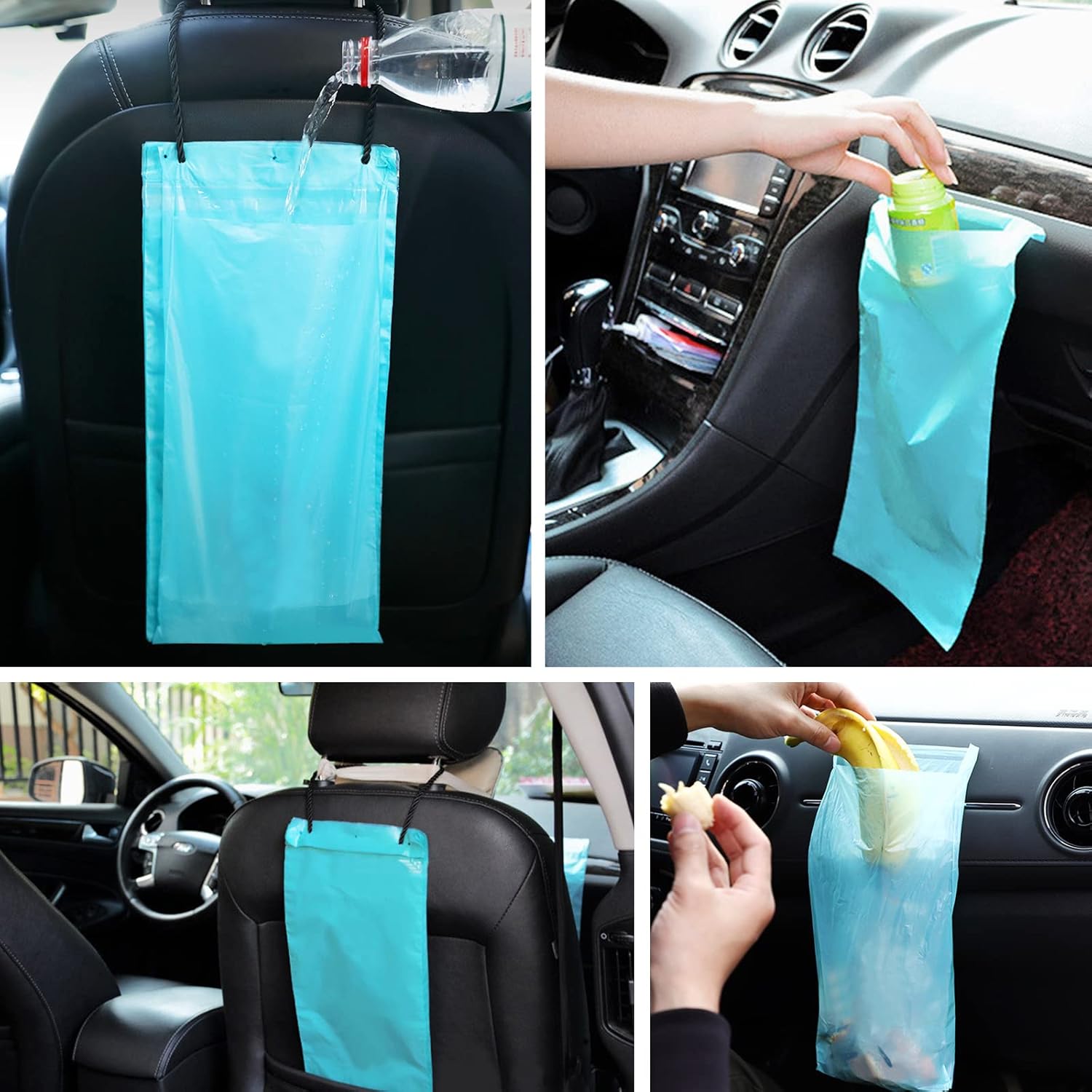 100 bolsas de basura desechables para automóvil para colgar con asa, fácil de pegar, duradera, impermeable, desechable, para automóvil, dormitorio,