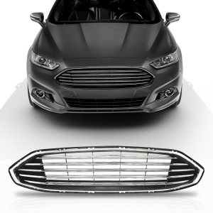 Rejilla compatible con Ford Fusion 2017 2018 Horizontal Chrome Silver Grill Rejilla compatible con Ford Fusion 2017 2018 Horizontal Chrome Silver Grill