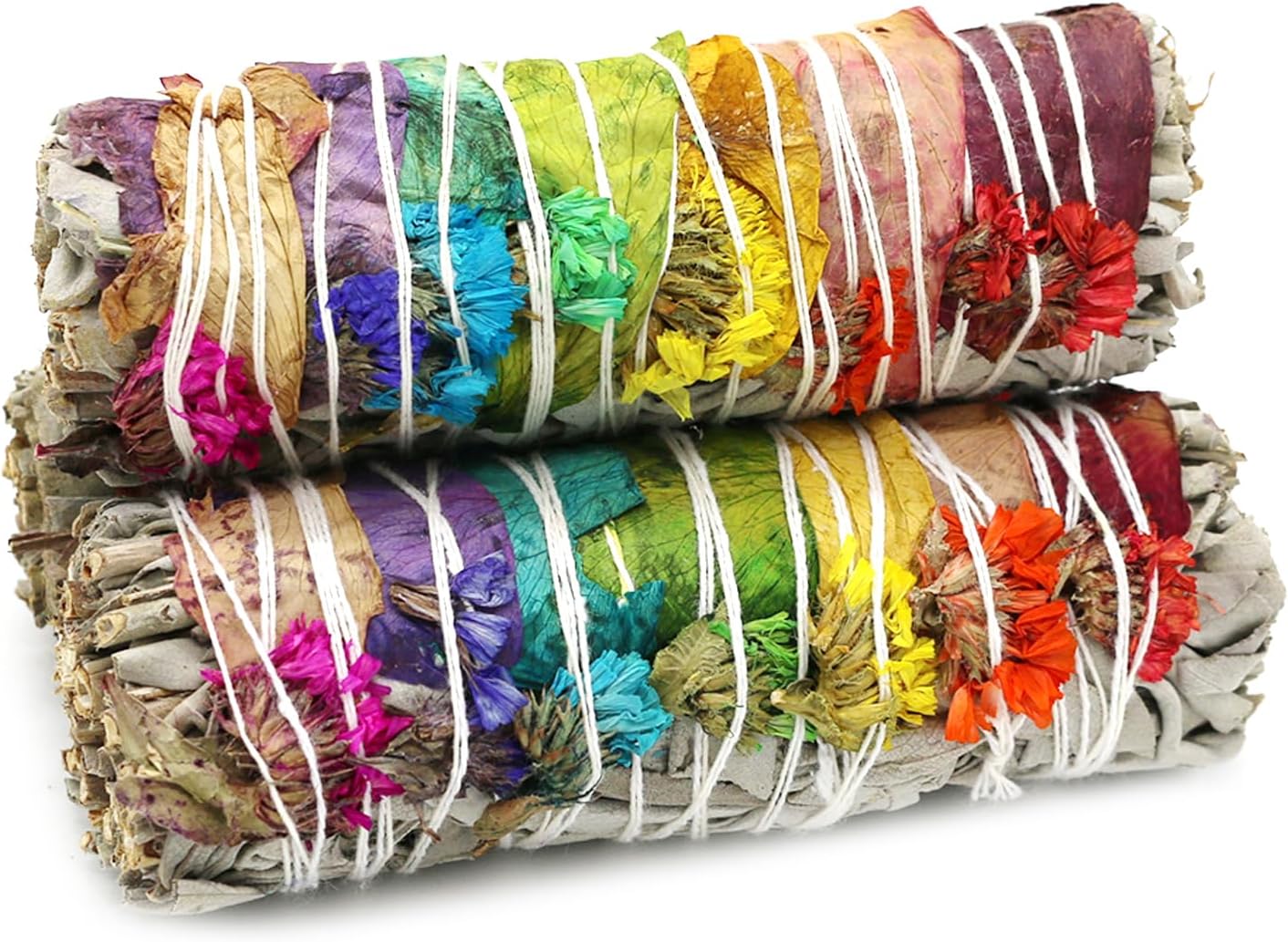 Soul Sticks Paquete de 3 barras de salvia blanca floral con flores para limpiar el hogar, meditación, yoga, curación y manchas, California de origen