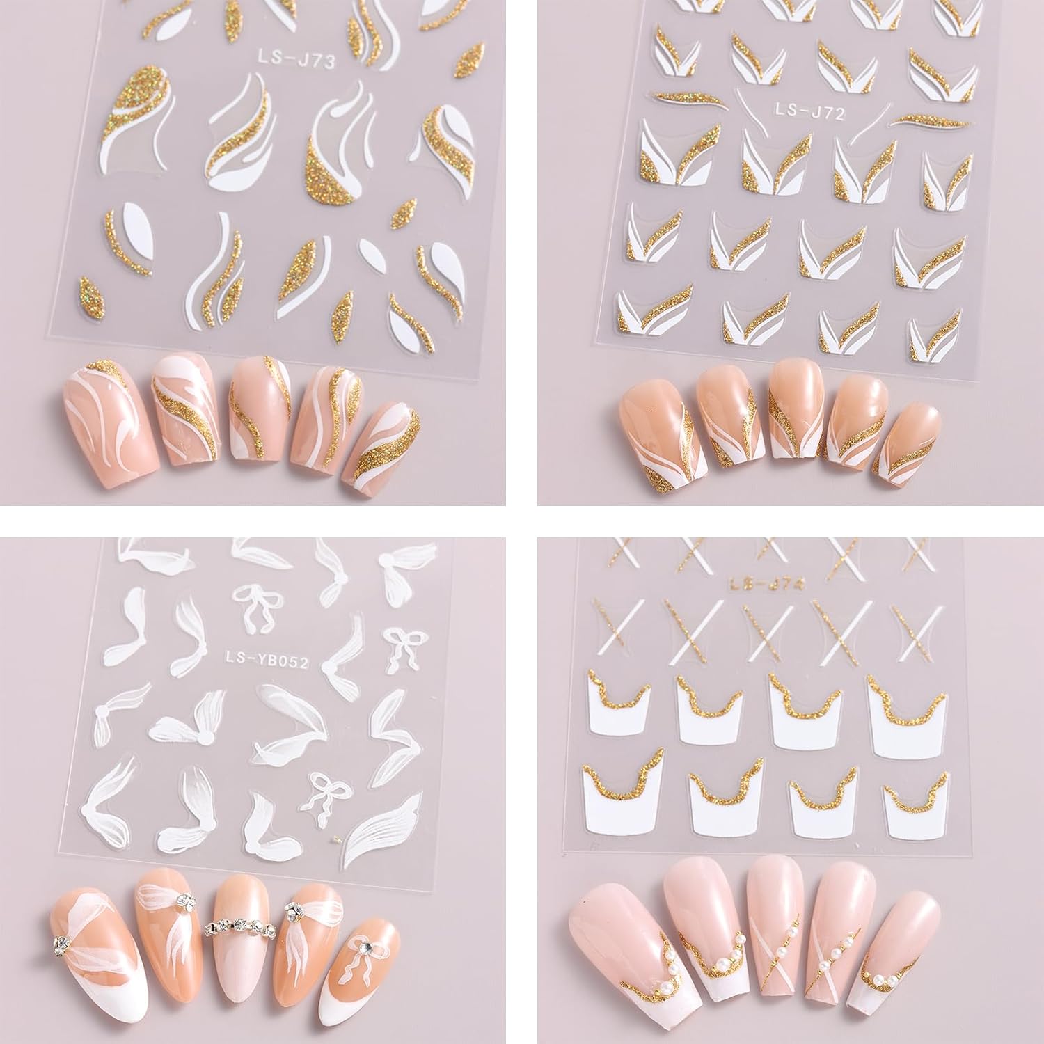 Calcomanías de uñas de otoño, líneas de plumas brillantes, calcomanías de arte para uñas, accesorios de uñas con purpurina dorada, 3D,