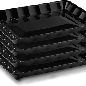 Bandejas de plástico para servir de 9 x 13 pulgadas, paquete de 4 bandejas de fiesta negras duraderas – Bandeja desechable para servir alimentos – Bandejas de plástico para servir de 9 x 13 pulgadas, paquete de 4 bandejas de fiesta negras duraderas – Bandeja desechable para servir alimentos –