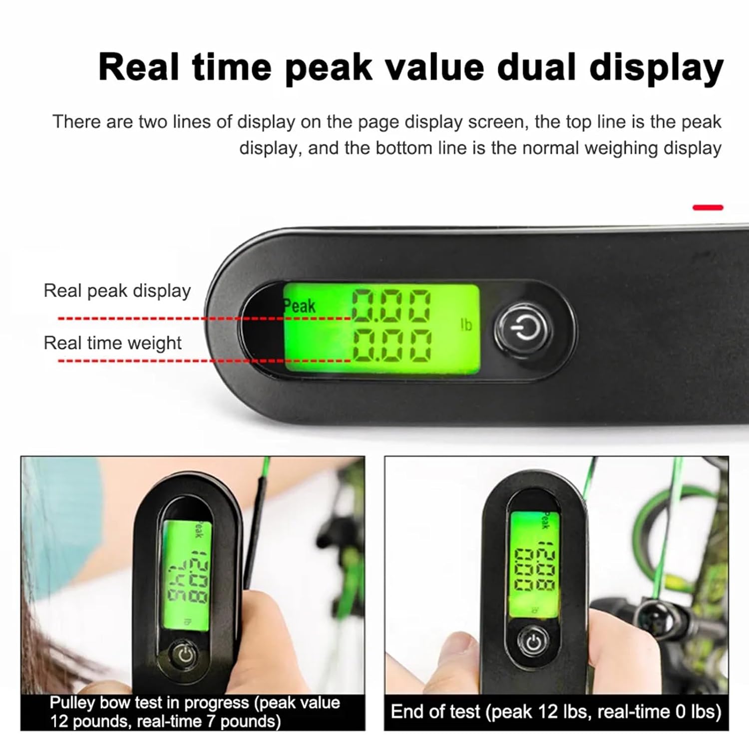 Báscula de equipaje compuesto de caza con pantalla LCD, escala digital de 110 libras, báscula de recursos de tiro con arco digital, báscula de