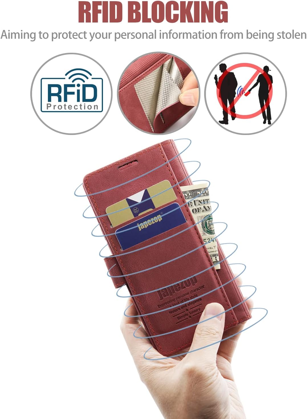 Funda para Samsung Galaxy A53 5G, Samsung Galaxy A53 5G con tarjetero bloqueo RFID atril magnético, funda de cuero con tapa para Samsung Galaxy A53