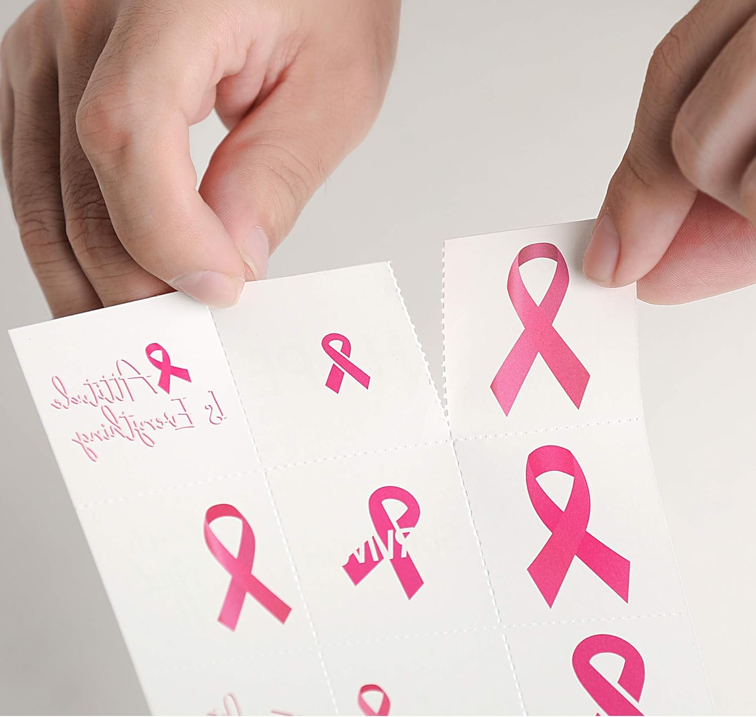 144 tatuajes de cinta rosa para concientización del cáncer de mama recuerdos de regalos para caminar, equipo de fútbol, correr, recaudación de fondos