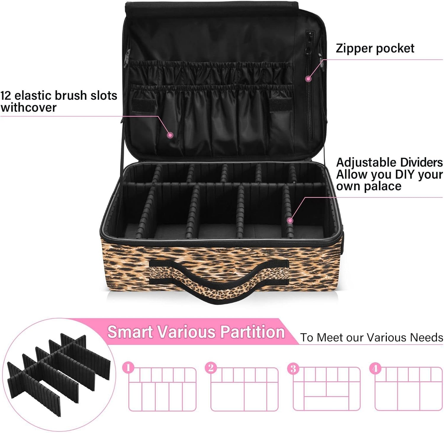 Brown Leopard Camo traveling cosmetic bag toiletries travel makeup bag zipper travel makeup organizer neceser para cosmeticos for womens men mens
