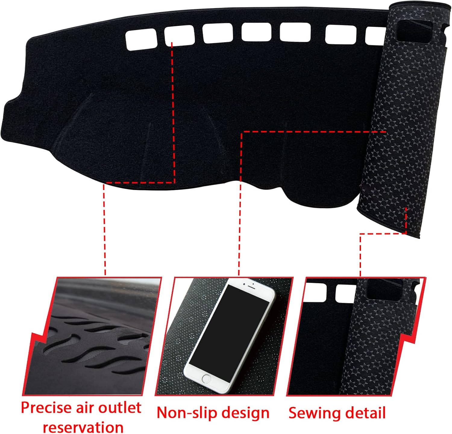Tapete antideslizante para tablero de instrumentos compatible con Kia Sorento 2004-2009 Protector solar (2004-2009)