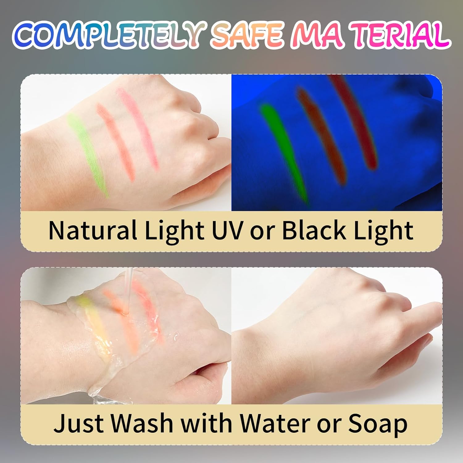 Kleeblatt Pintura corporal que brilla en la oscuridad, 12 lápices de pintura facial UV, pintura corporal neón, kit de pintura facial para fiestas de