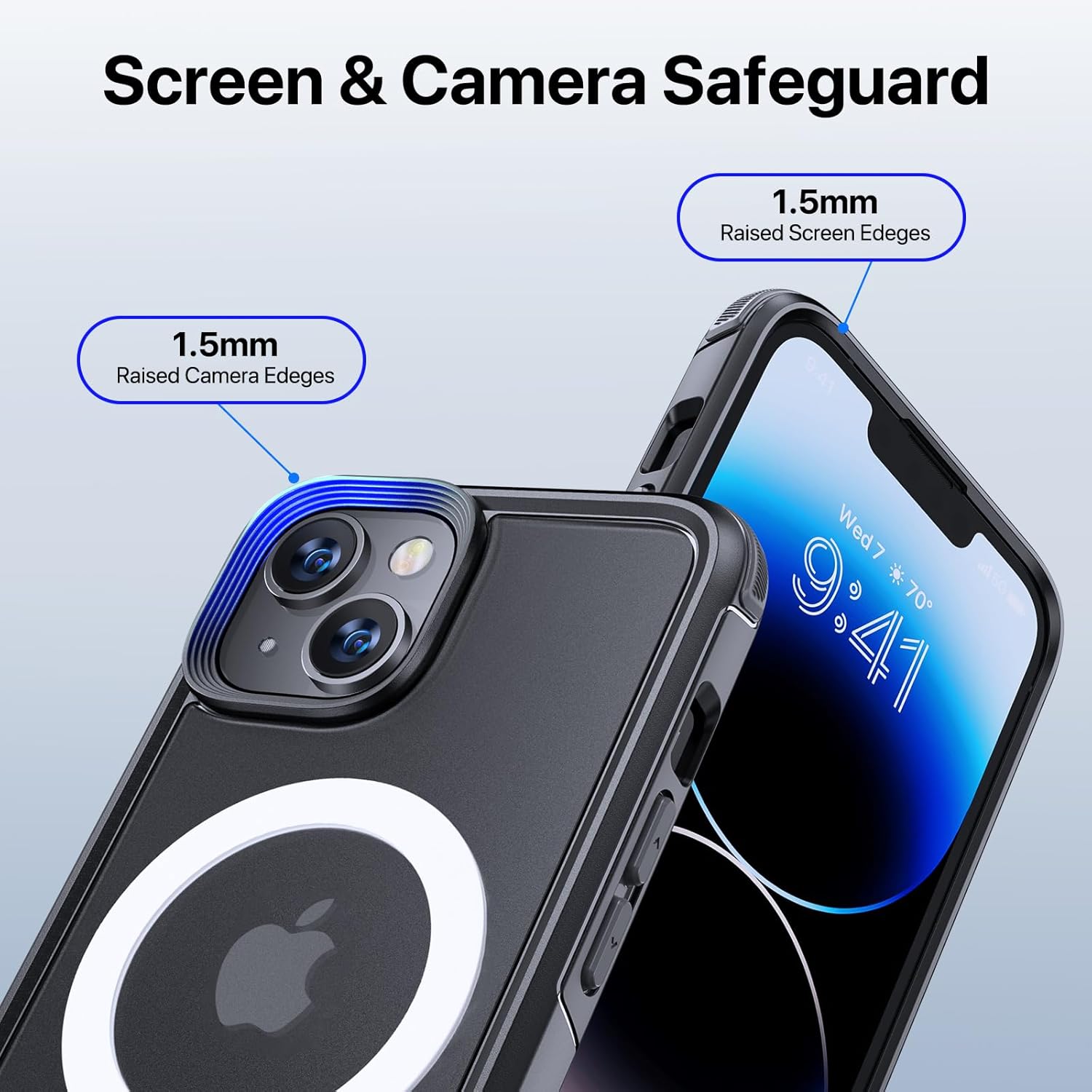 Diaclara Funda magnética para iPhone 13iPhone 14, compatible con MagSafe, a prueba de caídas de grado militar de 10 pies, funda translúcida para