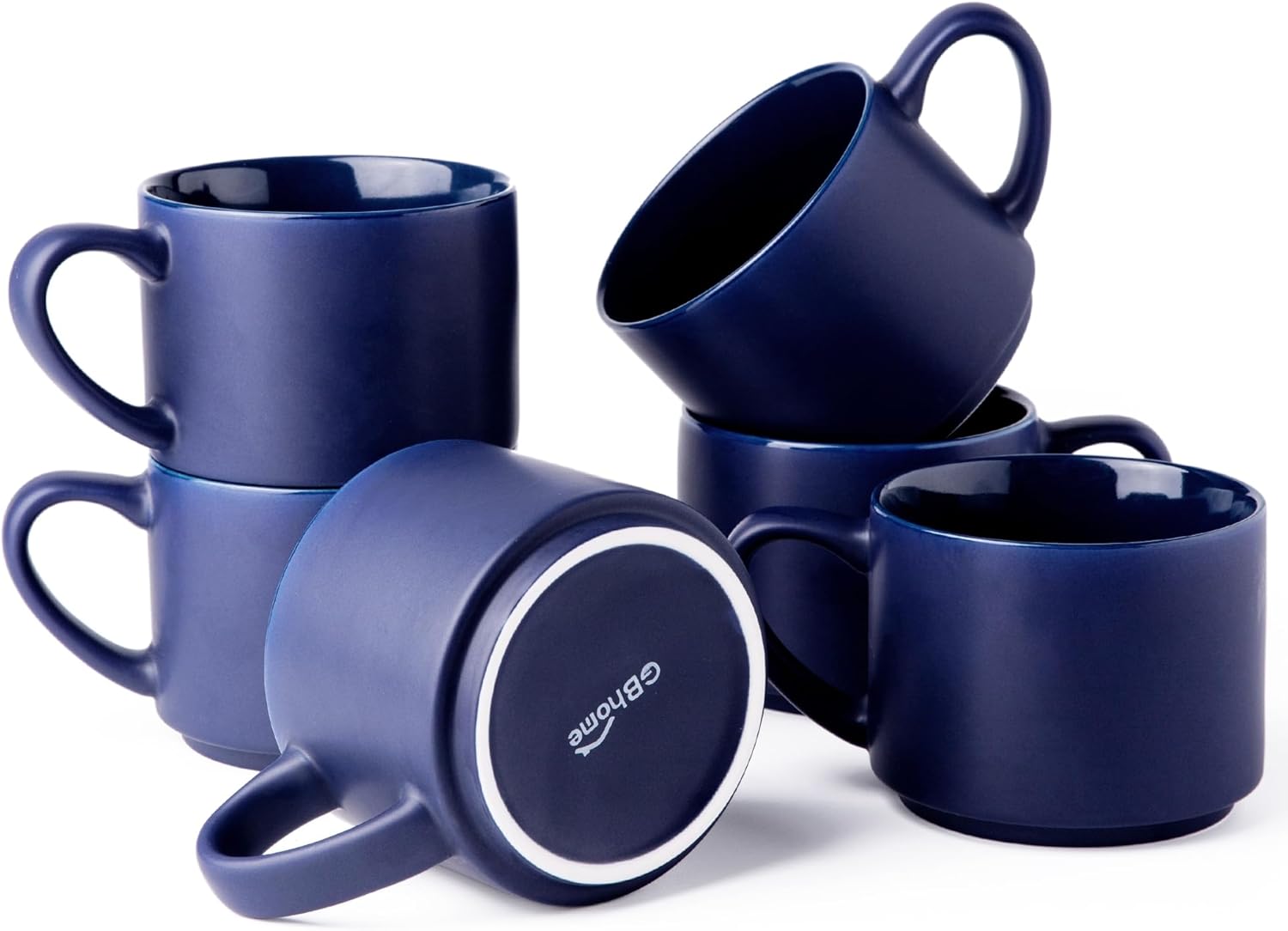 GBHOME Juego de 6 tazas de café de 14 onzas, tazas de cerámica apilables para hombres y mujeres, tazas de café modernas con base estable para café