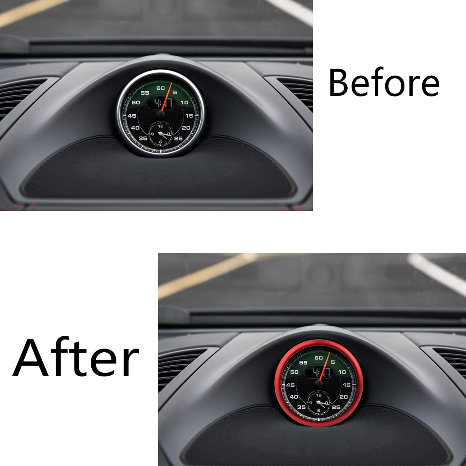 Cubierta de la brújula del reloj central del tablero compatible con Porsche Cayenee Boxster 911 Macan Panamera Accesorios Porsche Emblem Aluminio