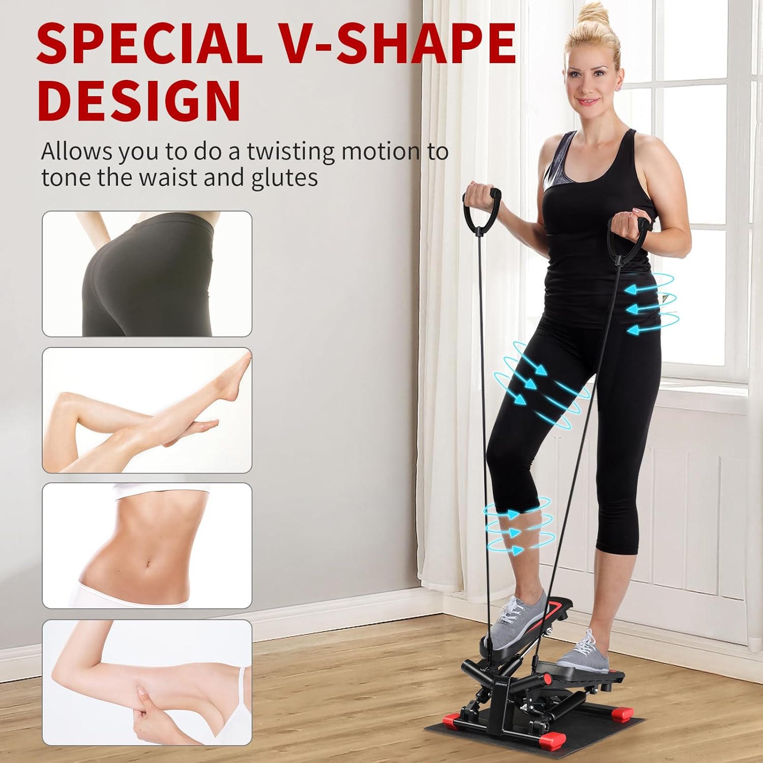 Ktaxon Steppers para ejercicio, mini stepper, escalera con movimiento de giro único, capacidad de carga de 300 libras, diseño de resistencia