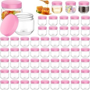 Tanlade 60 tarros de plástico transparente de 3 onzas con tapas de boca ancha, mini recipientes de almacenamiento a granel para hierbas, gelatina, Tanlade 60 tarros de plástico transparente de 3 onzas con tapas de boca ancha, mini recipientes de almacenamiento a granel para hierbas, gelatina,