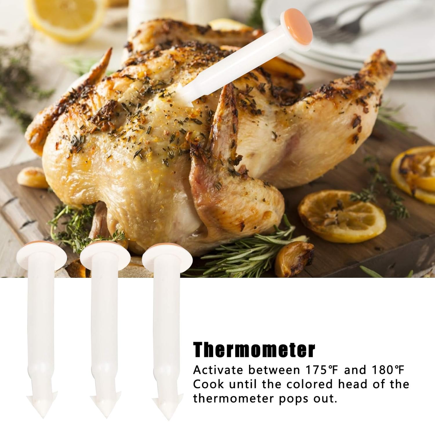 Temporizador de pavo con 20 unidades, temporizador de aves de corral, 1.772 x 0.394 in, pavo y pollo, carne de res, para cocinar carne y aves de