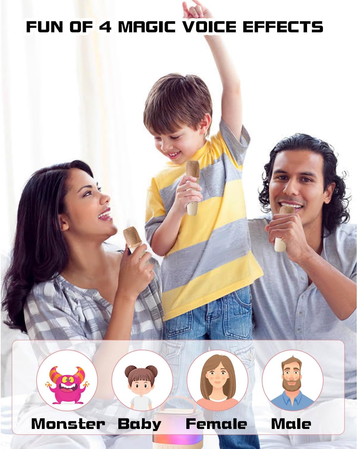 Máquina de karaoke para adultos y niños, máquina de karaoke portátil con 2 micrófonos inalámbricos Bluetooth, el mejor regalo de cumpleaños,