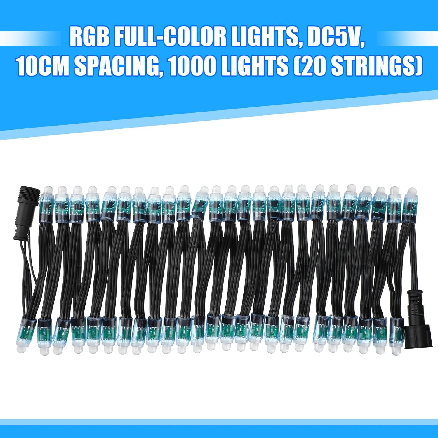 Baquler WS2811 – Tira de luces LED RGB de 0.472 in, 1000 unidades de luces digitales difusas, impermeable, direccionable individualmente, módulo
