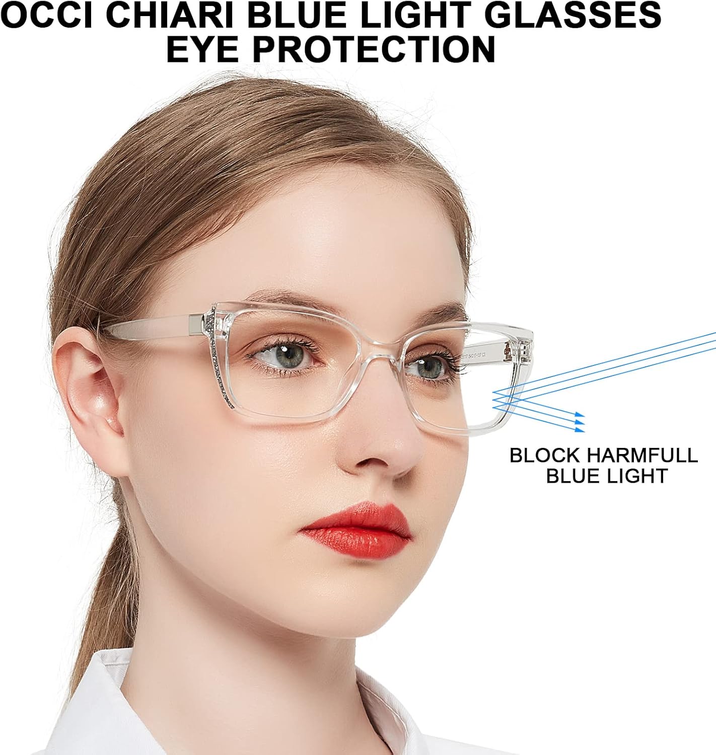 OCCI CHIARI Lentes de lectura bifocales para mujer con bloqueo de luz azul 1.0, 1.5, 2.0, 2.5, 3.0, 3.5