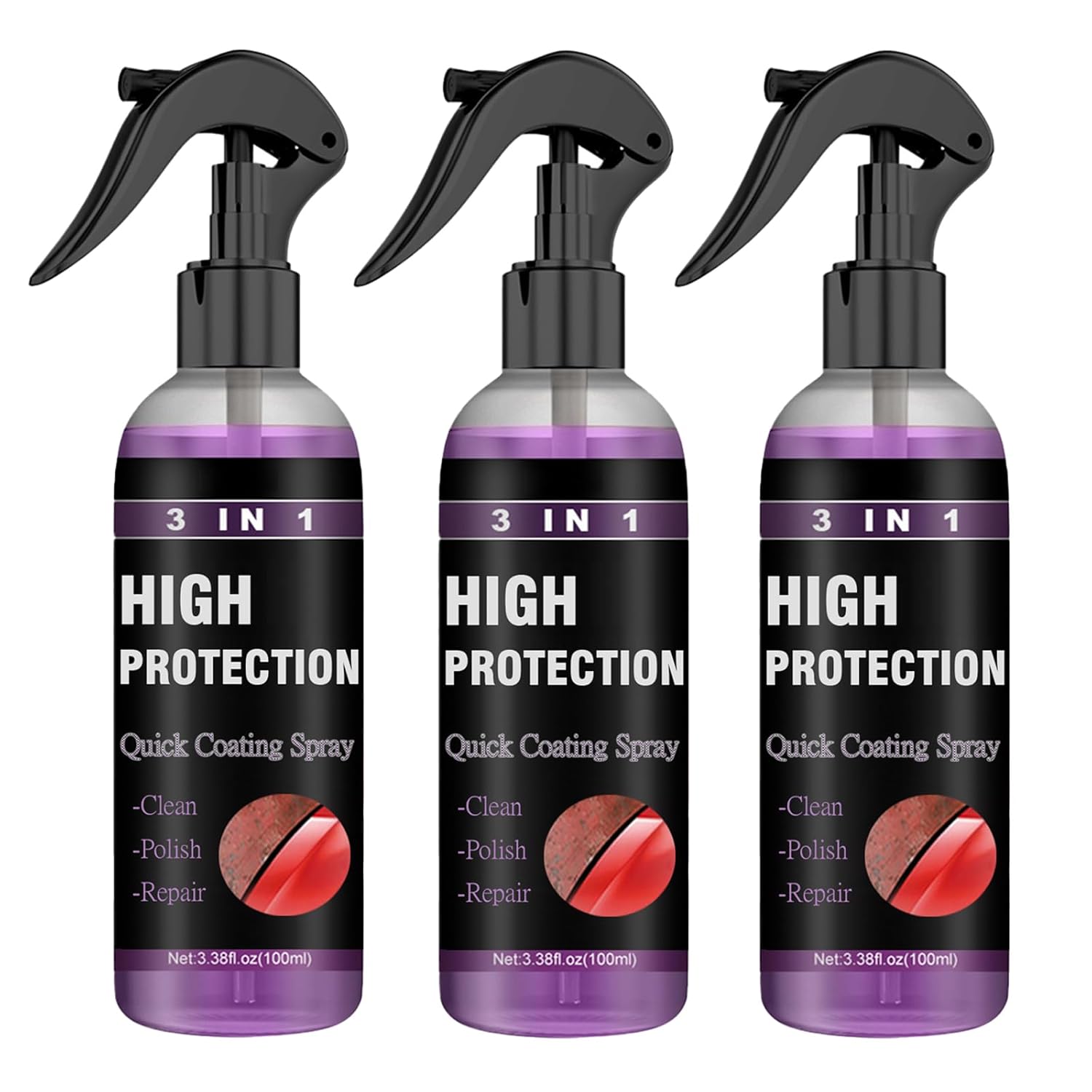 AMind4U Revestimiento de cerámica para automóviles 3 en 1 de alta protección para automóvil, aerosol de reparación de arañazos para automóvil,