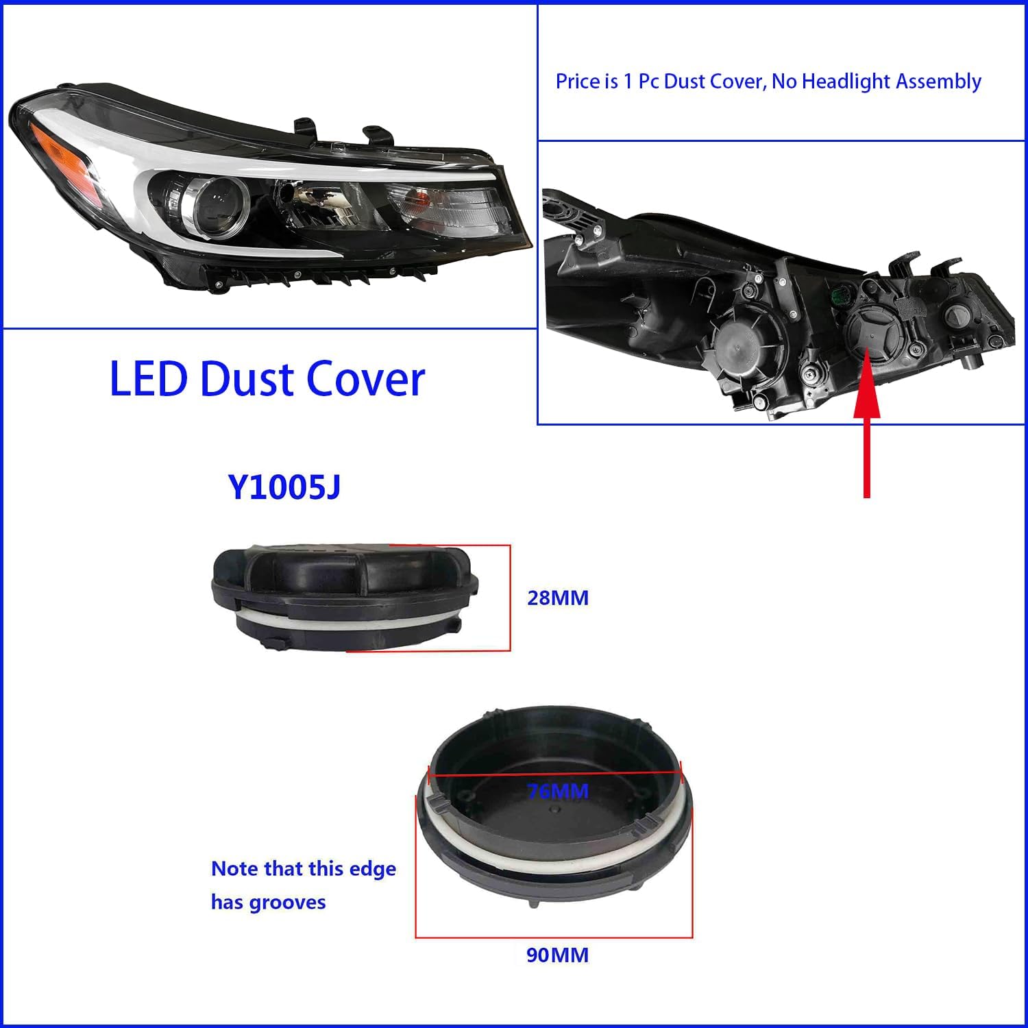 1 Pc YEHOLTE For Kia Cerato Forte 3 Pro 2019 2018 Headlamp Dust Cover LED Bulb Extension Cap Headlight Lamp Plug Shell 2009-2020 (Y1005J-1)