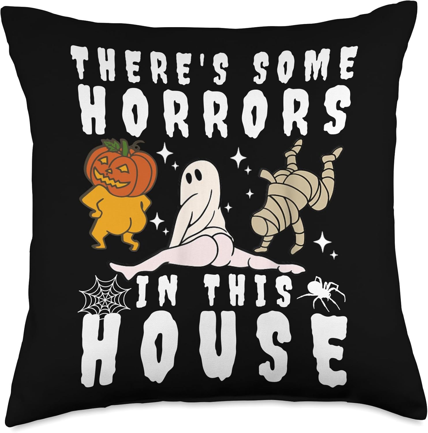 There’s Some Horrors In This House Ghost Halloween There Some Horrors in This House – Almohada de calabaza fantasma de Halloween, 18 x 18 pulgadas,
