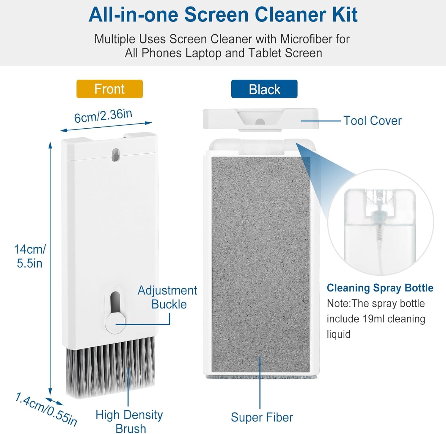 Kit de limpieza para computadoras, limpiador de teclado para laptop, MacBook, limpiador de pantalla con spray y paño de microfibra, kit de limpieza