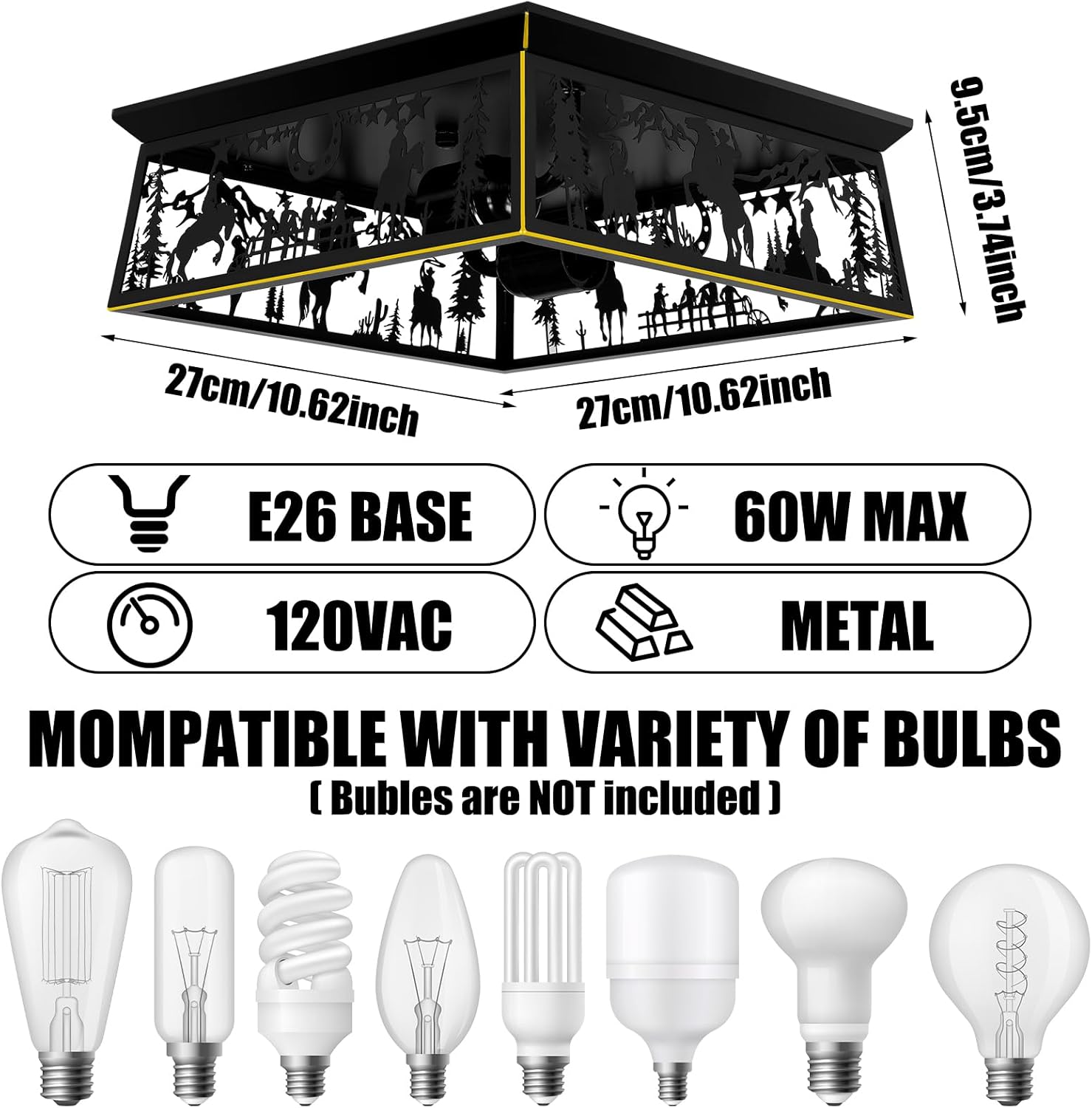 Lámpara de techo de montaje empotrado para cabaña, 2 lámparas rústicas para cocina, dormitorio, sala de estar, porche, iluminación de entrada,