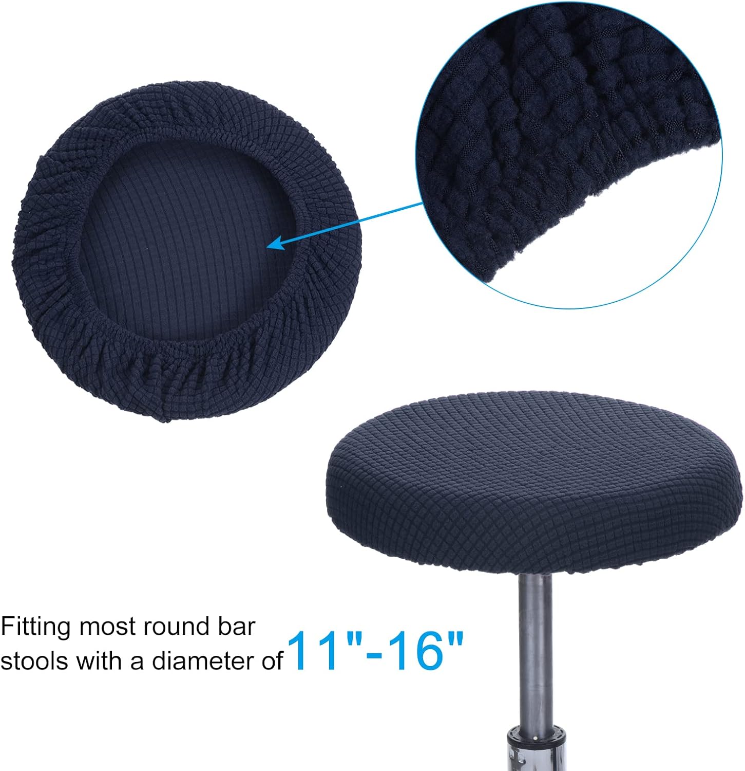 PATIKIL Funda para taburete de bar redondo de 11 pulgadas, funda de cojín elástica lavable para silla de 11 a 16 pulgadas de diámetro, azul marino