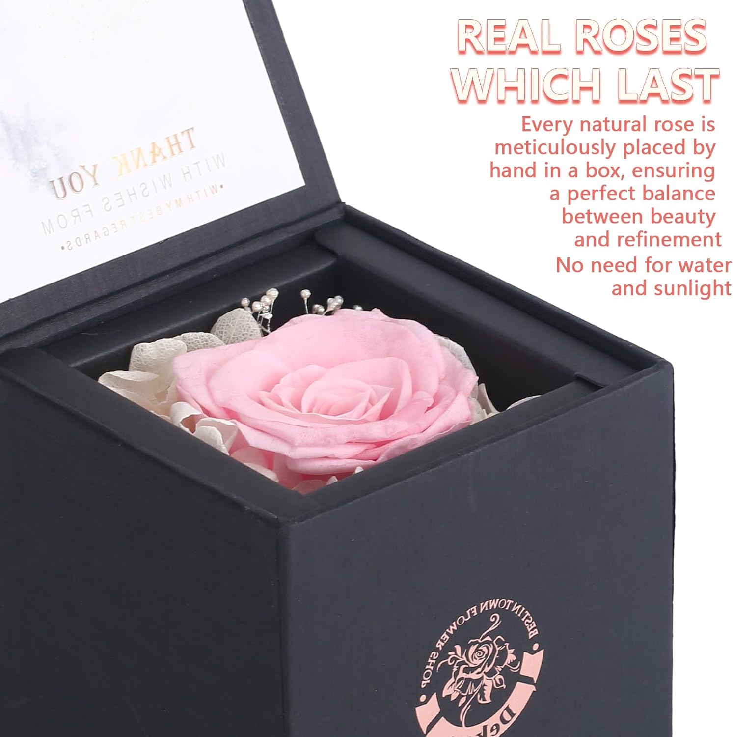 Dekun Rosas preservadas en una caja de regalo, rosas reales para el Día de la Madre, Día de San Valentín, regalos para regalar a amigos que duran un