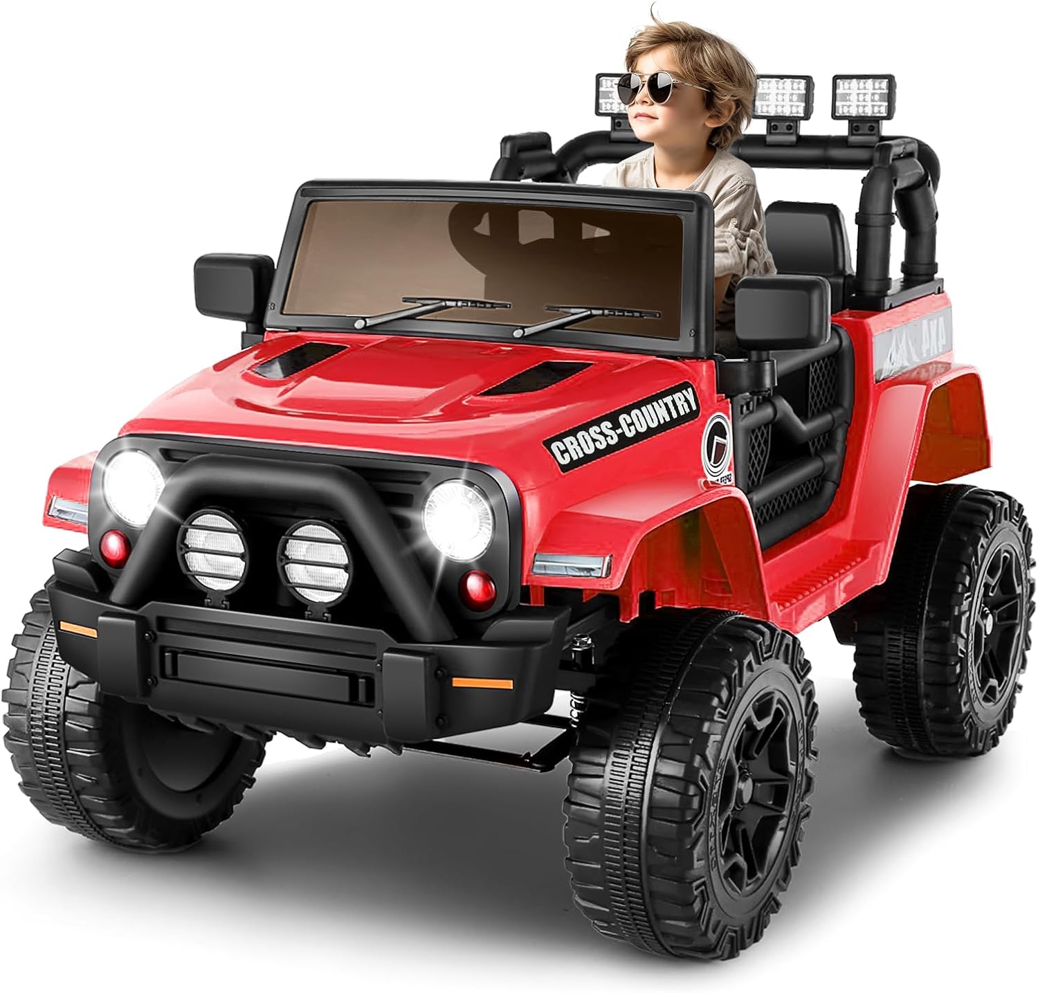 Hikole Autos de paseo a control remoto para niños, camión de 12 V, con Bluetooth y reproductor de música, 3 velocidades, suspensión, autos para
