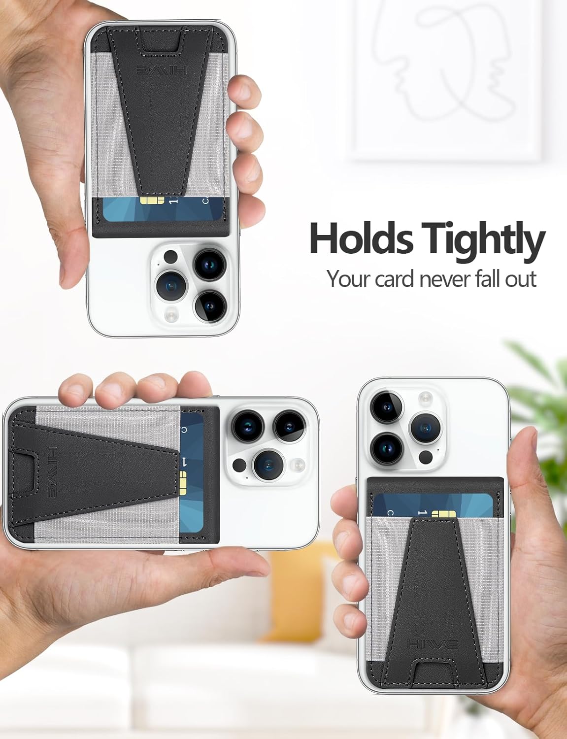 Cartera magnética para Apple Magsafe, diseñada para cartera MagSafe, cartera magnética de cuero Eiffel-Tower con soporte ajustable para iPhone 15