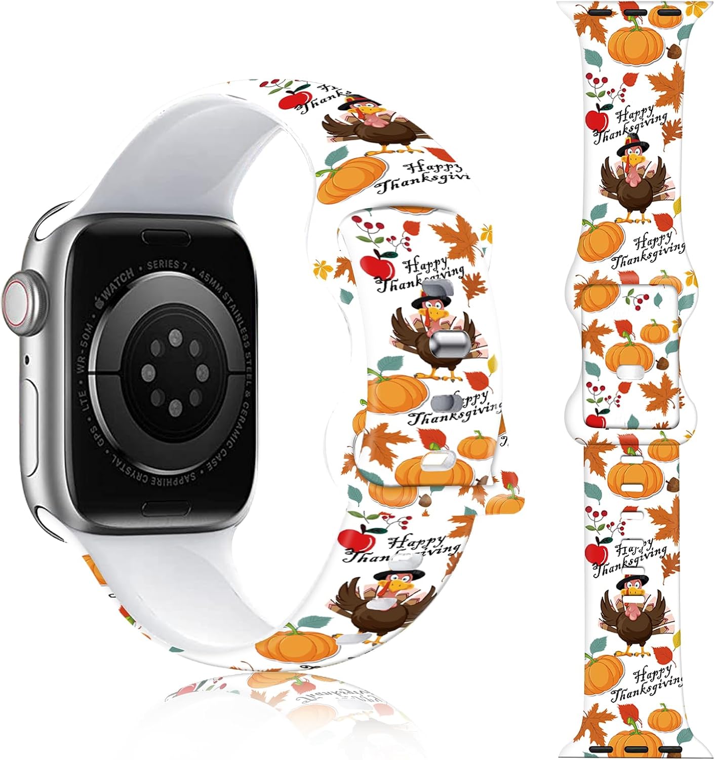 Correa de reloj de Navidad y Halloween para Apple Watch, correa de silicona impresa de repuesto para iWatch 1 2 3 4 5 6 7 8 Ultra 1.496 in 1.575 in
