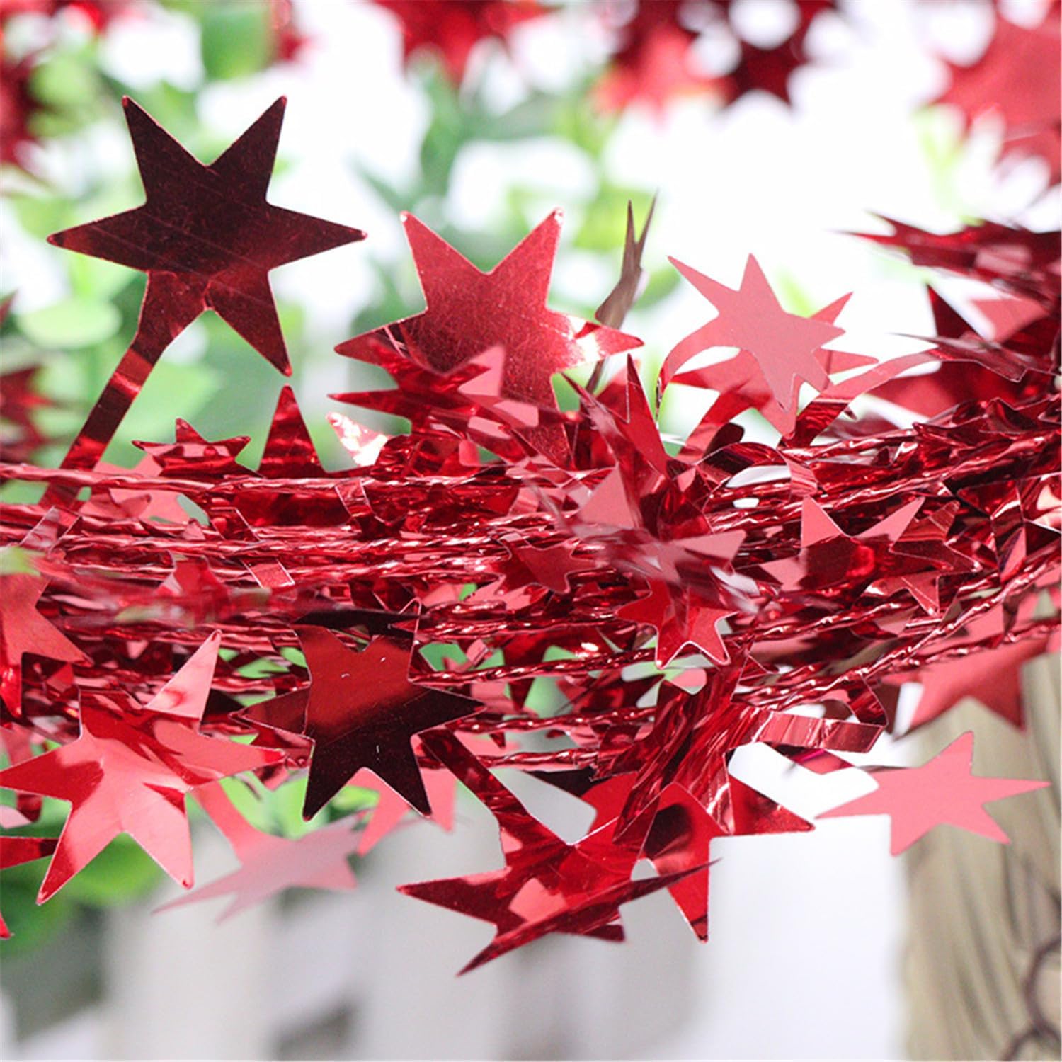 Guirnalda de alambre  Guirnalda de alambre de oropel en forma de estrella brillante de Colorfol, decoración de Navidad para árboles de Navidad,