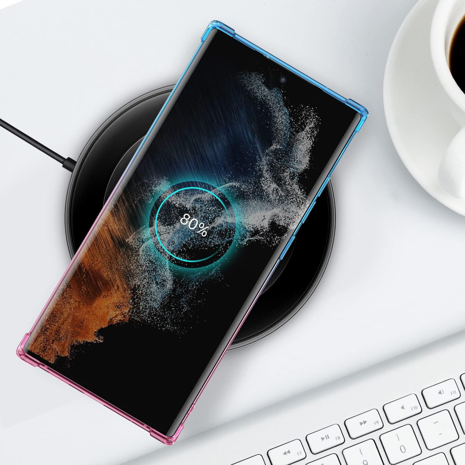 SALAWAT Funda para Galaxy S22 Ultra, funda transparente para Galaxy S22 Ultra, bonita funda delgada con degradado, funda protectora de TPU