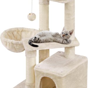 Yaheetech Árbol de gato para gatos pequeños, torre de gato de 34 pulgadas para gatos de interior, postes cubiertos de sisal, centro de actividades Yaheetech Árbol de gato para gatos pequeños, torre de gato de 34 pulgadas para gatos de interior, postes cubiertos de sisal, centro de actividades