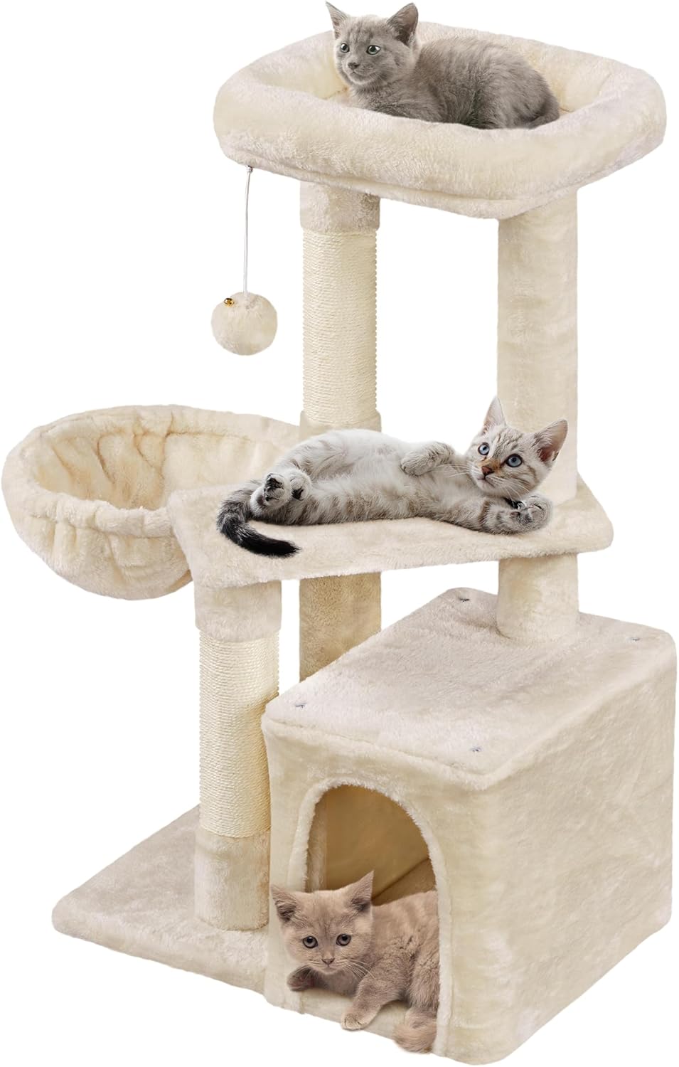 Yaheetech Árbol de gato para gatos pequeños, torre de gato de 34 pulgadas para gatos de interior, postes cubiertos de sisal, centro de actividades