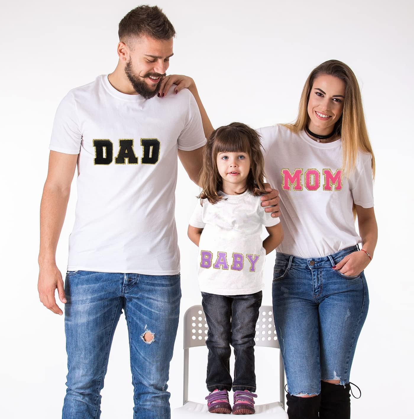 Parches de letras termo-adhesivas de felpilla para chaquetas, parches de letras universitarias con brillantina para planchar en la letra azul A