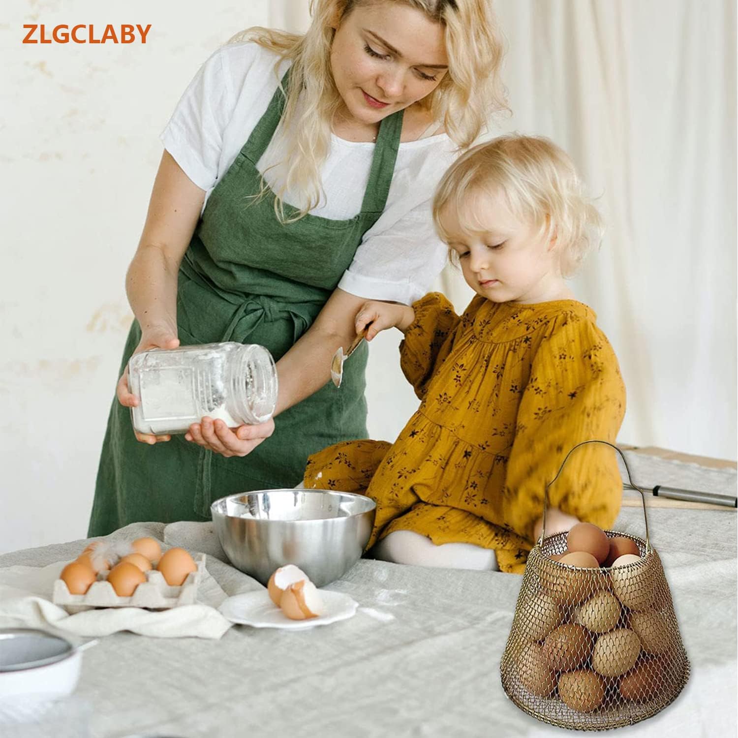 Cesta para huevos, cesta de almacenamiento de alambre, cesta colgante de metal plegable, cesta vacía de regalo de Navidad con asas, cesta para