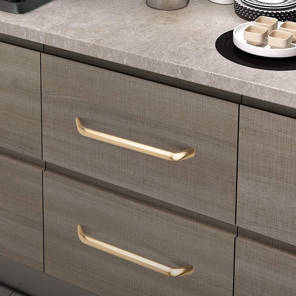 Tirador de puerta de armario de cocina de aleación de aluminio, moderno tirador de muebles dorado arqueado, tirador de cajón de armario de bar,