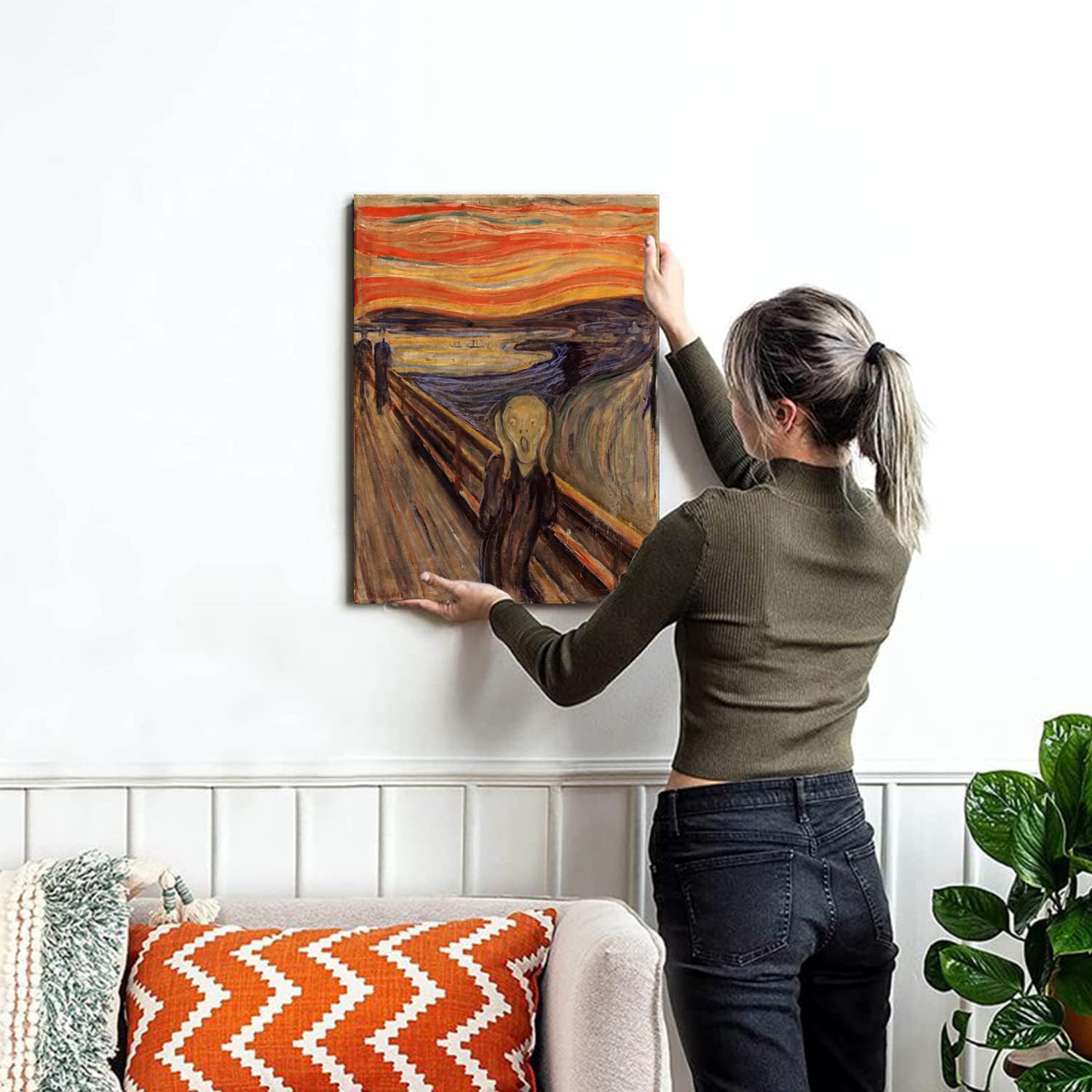 GLOKAKA The Scream de Edward Munch – Lienzo decorativo para pared, diseño de pinturas famosas del mundo, para el hogar, sala de estar, oficina,