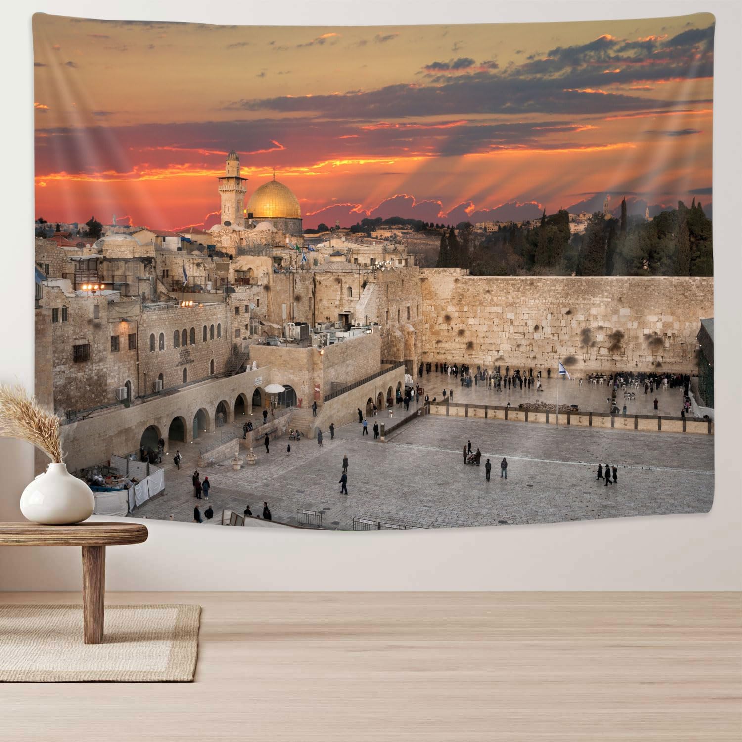 Tapiz de pared occidental de la ciudad de Jerusalén, decoración de Kotel Sukkah, tapices de pared de lamentación occidental para dormitorio,