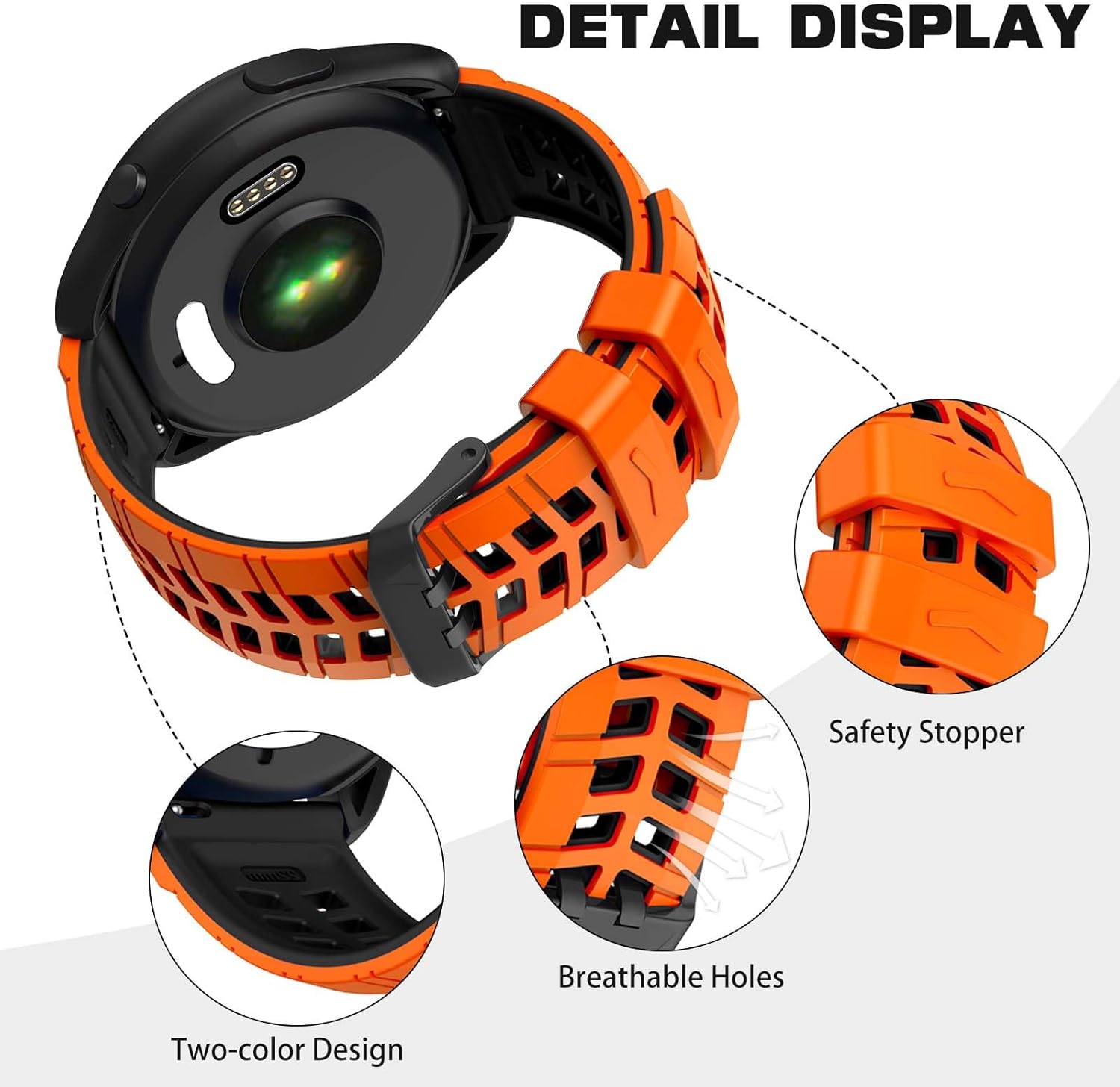 ISABAKE Compatible con Garmin Vivoactive 4Venu 2Forerunner 255 265 Bandas, correa de silicona deportiva para Samsung Galaxy Watch 3 1.772 inGalaxy