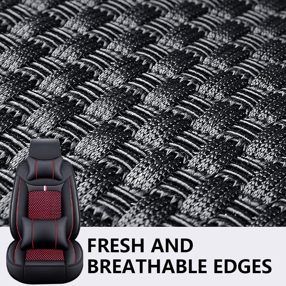 Fundas de asiento automotriz de lujo para Hyundai Santa Cruz 2002-2023, con 2 reposacabezas y 2 almohadas de respaldo (juego completonegro-rojo)
