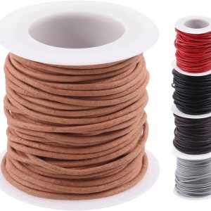 Swpeet 1 rollo de cuerda de cuero de color natural de 0.079 in x 11 yardas, cuerda de cuero de vaca redonda para manualidades, cuerda de cuero crudo Swpeet 1 rollo de cuerda de cuero de color natural de 0.079 in x 11 yardas, cuerda de cuero de vaca redonda para manualidades, cuerda de cuero crudo
