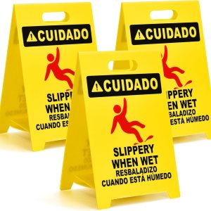 MATTHEW CLEANING – Señales industriales de 19 pulgadas para suelo mojado, paquete de 3 letreros de advertencia multilingües de plástico corrugado MATTHEW CLEANING – Señales industriales de 19 pulgadas para suelo mojado, paquete de 3 letreros de advertencia multilingües de plástico corrugado