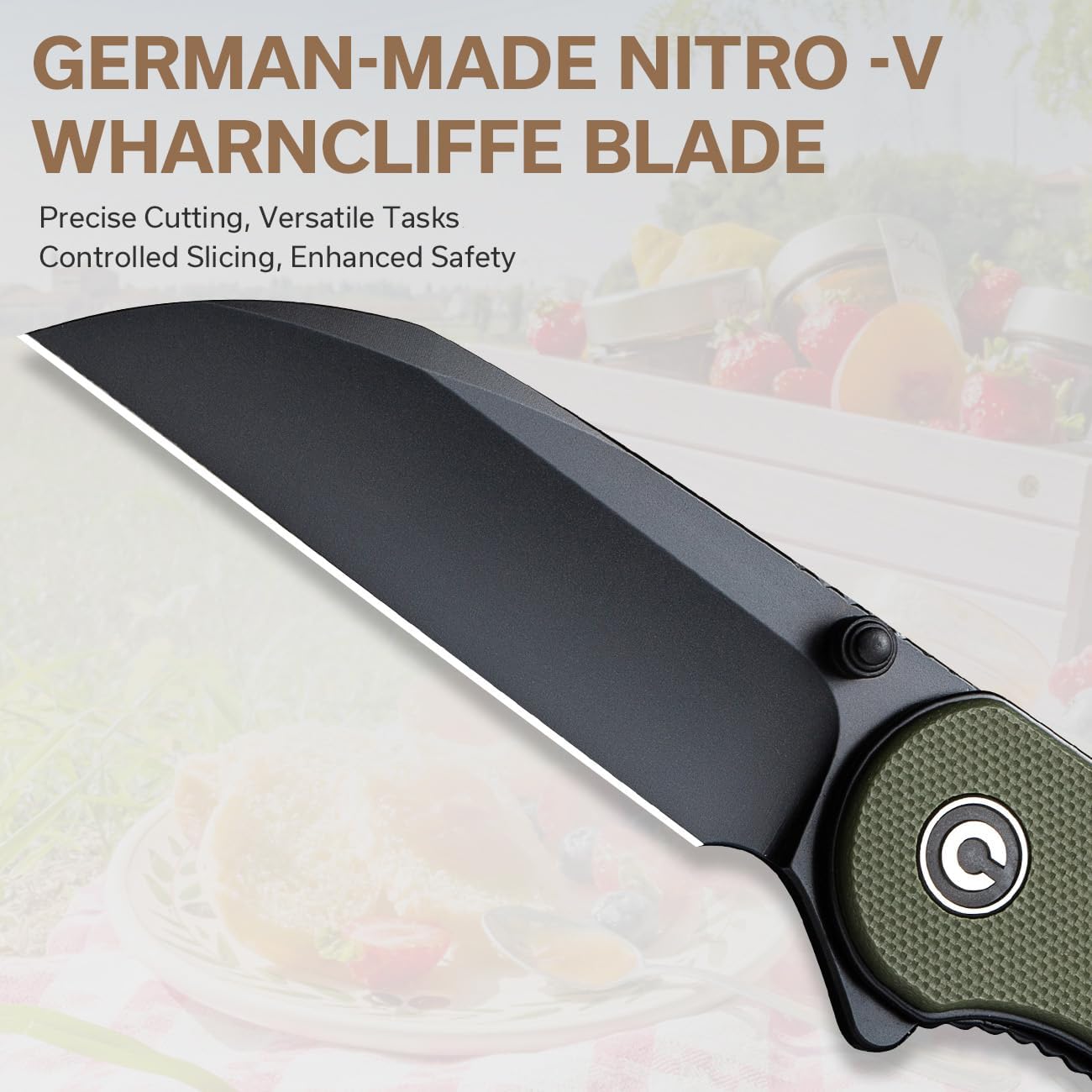 CIVIVI Cuchillo de bolsillo – Elementum Cuchillo plegable con mango Nitro-V Wharncliffe Blade G10 de 2.97 pulgadas, ideal para regalo EDC al aire