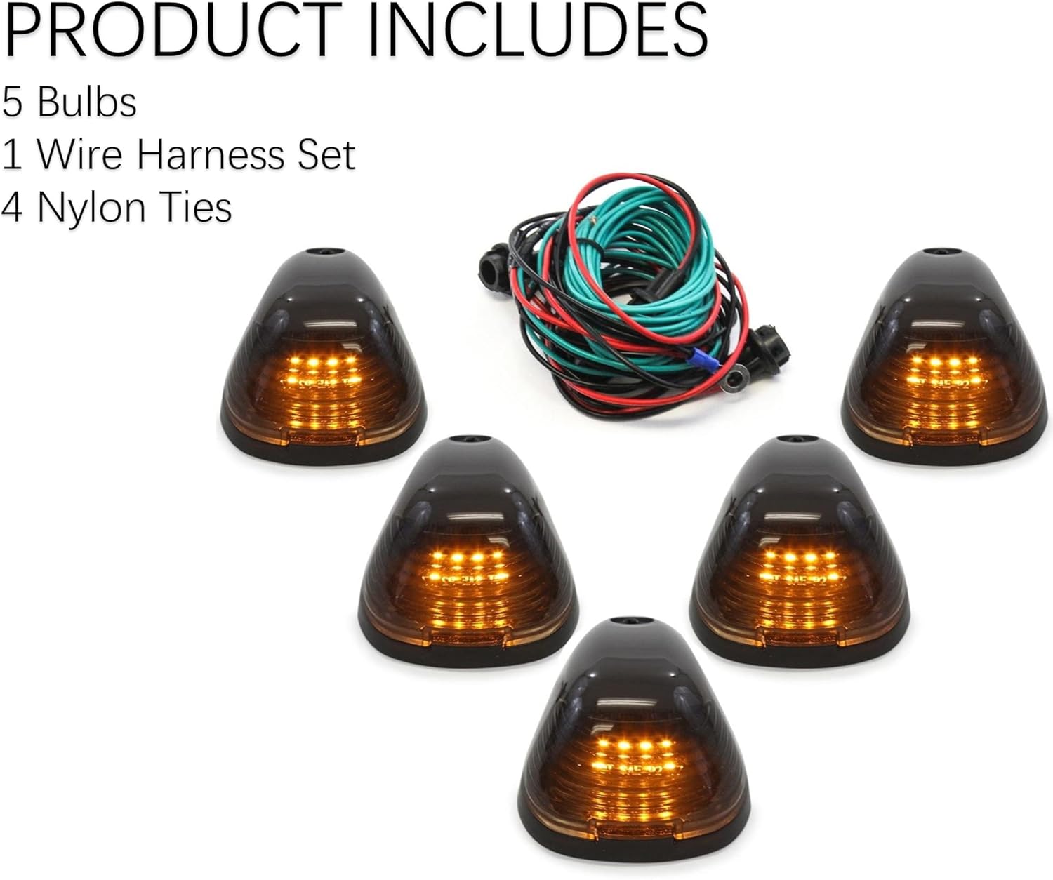 Hante Luces LED ámbar para techo de cabina con lente ahumada, luces de marcador de cabina, accesorios de repuesto de luz de distancia superior, 5