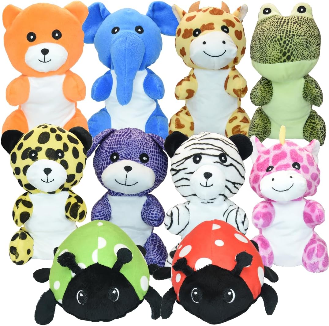 Animales de peluche pequeños a granel  7-9 pulgadas  144 piezas  Animales de peluche al por mayor de granja y selva 10 estilos para recuerdos de